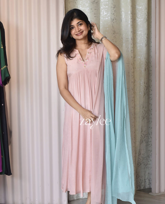 Dusty Pink Embroidered Kurta