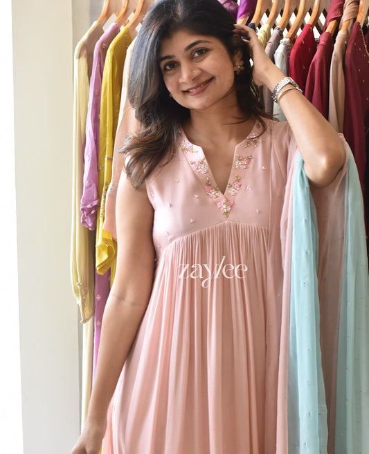 Dusty Pink Embroidered Kurta