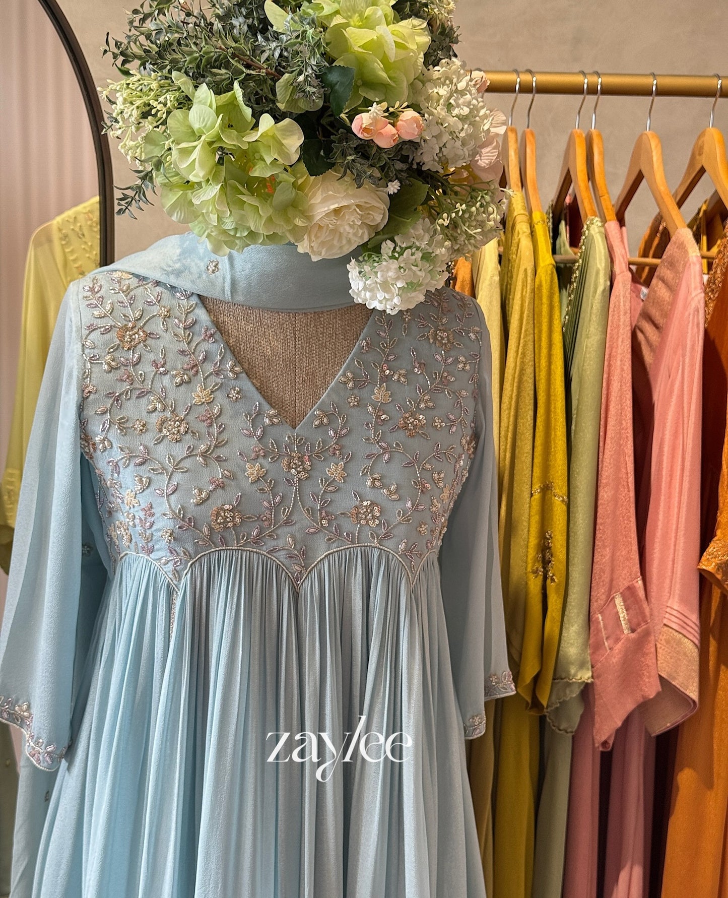 Pastel Blue Scalloped Kurta