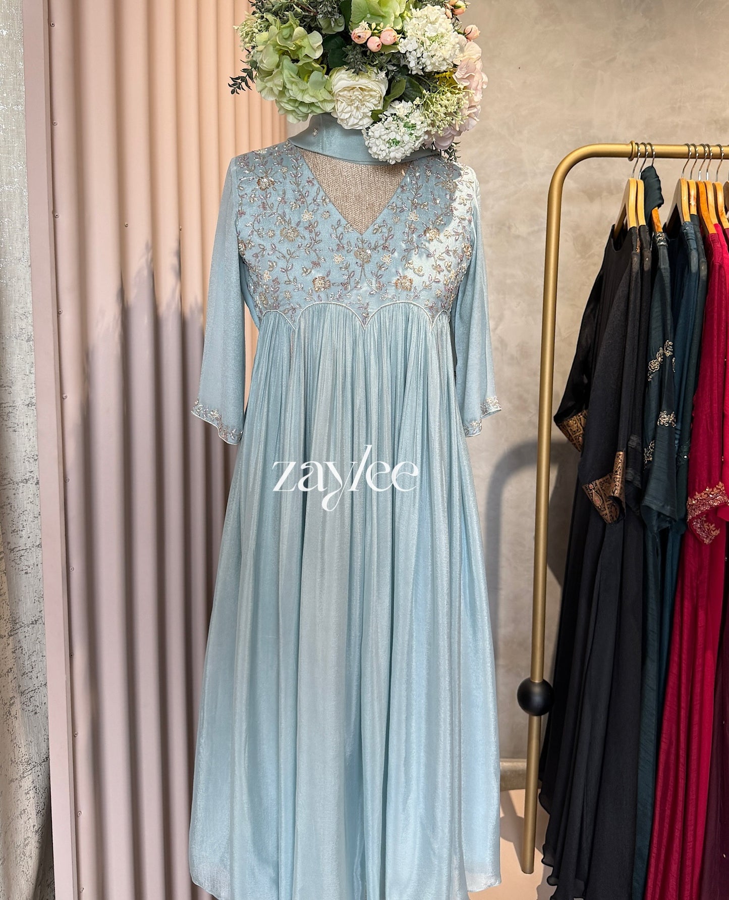 Pastel Blue Scalloped Kurta