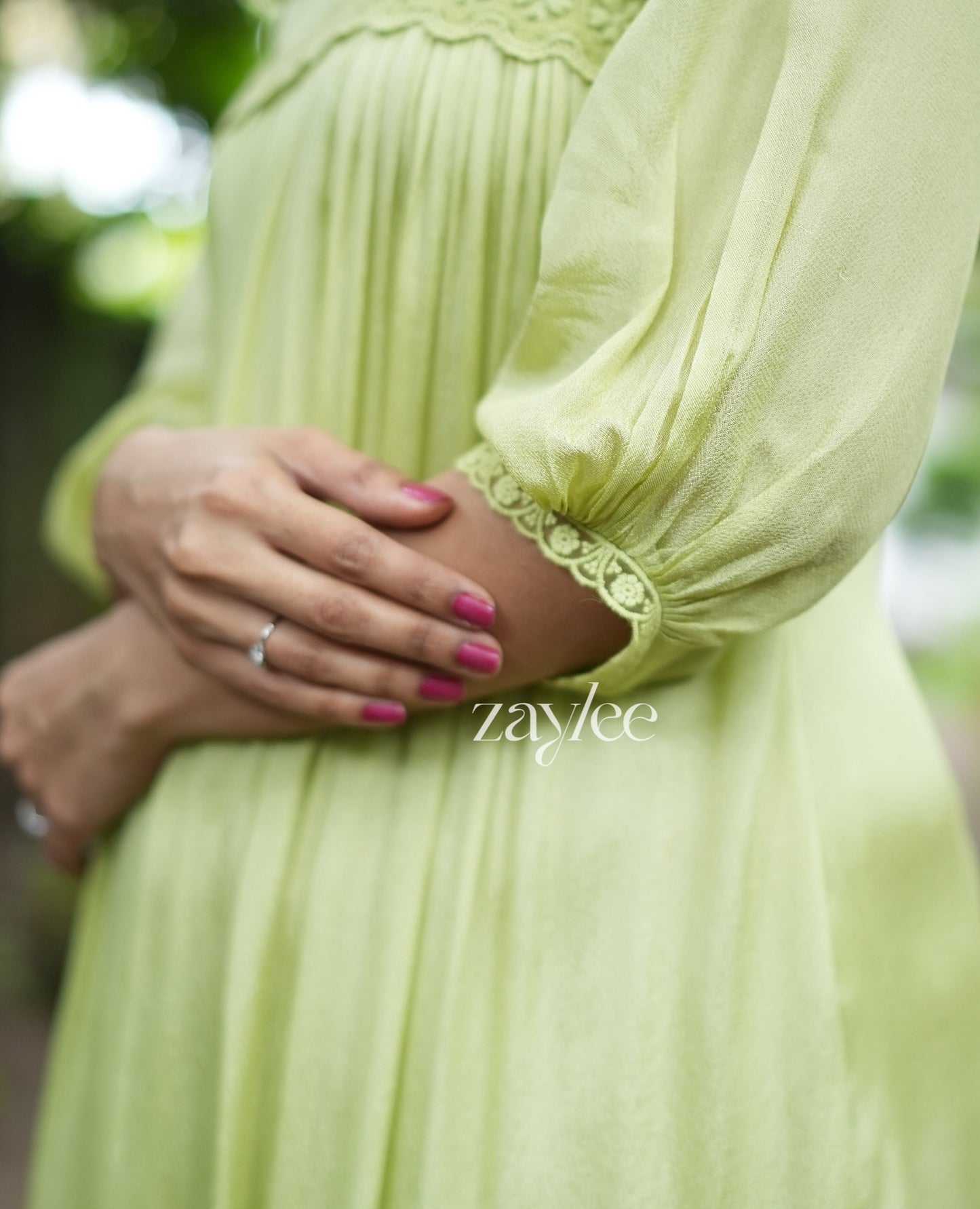 Green Kurta with Lace detailing