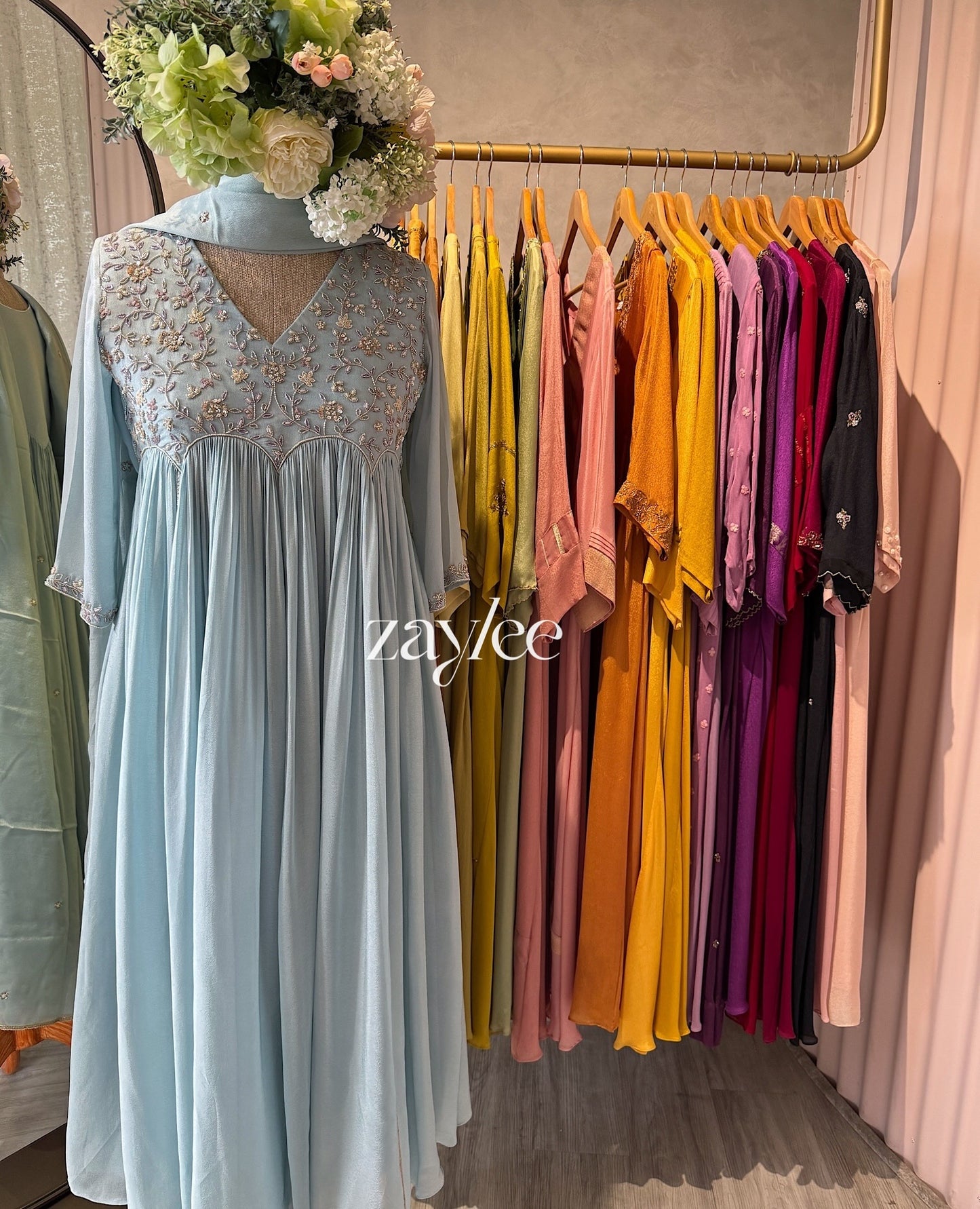 Pastel Blue Scalloped Kurta