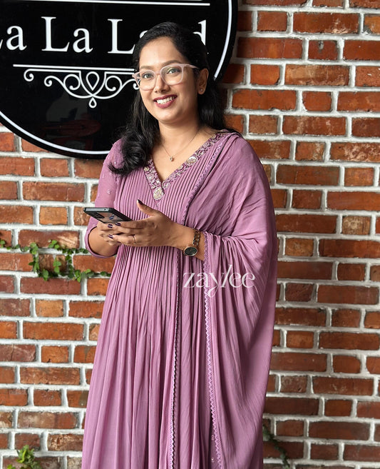 Lavender V Neck Kurta