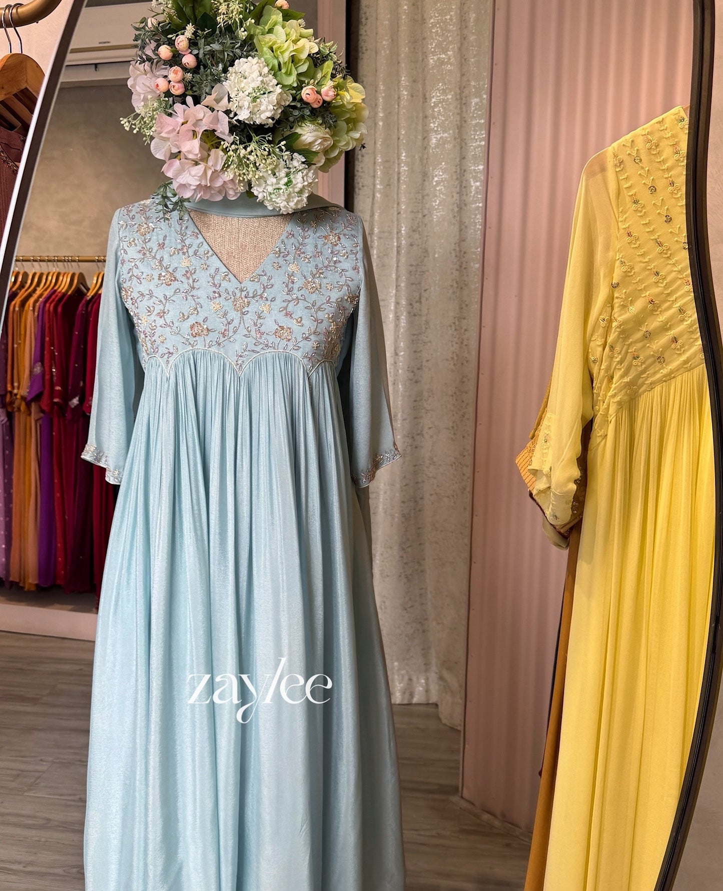 Pastel Blue Scalloped Kurta