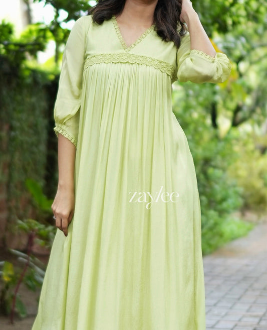 Green Kurta with Lace detailing