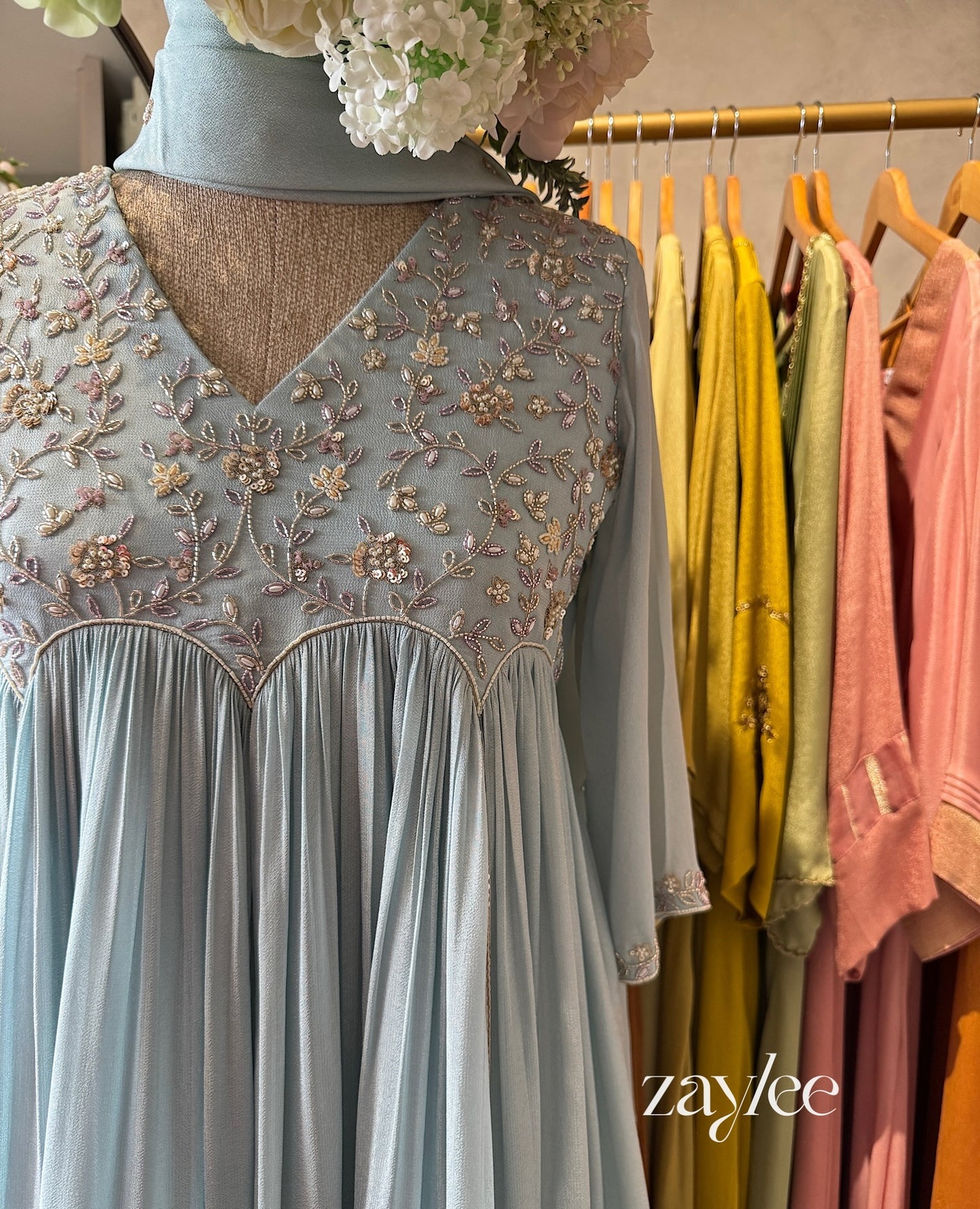 Pastel Blue Scalloped Kurta