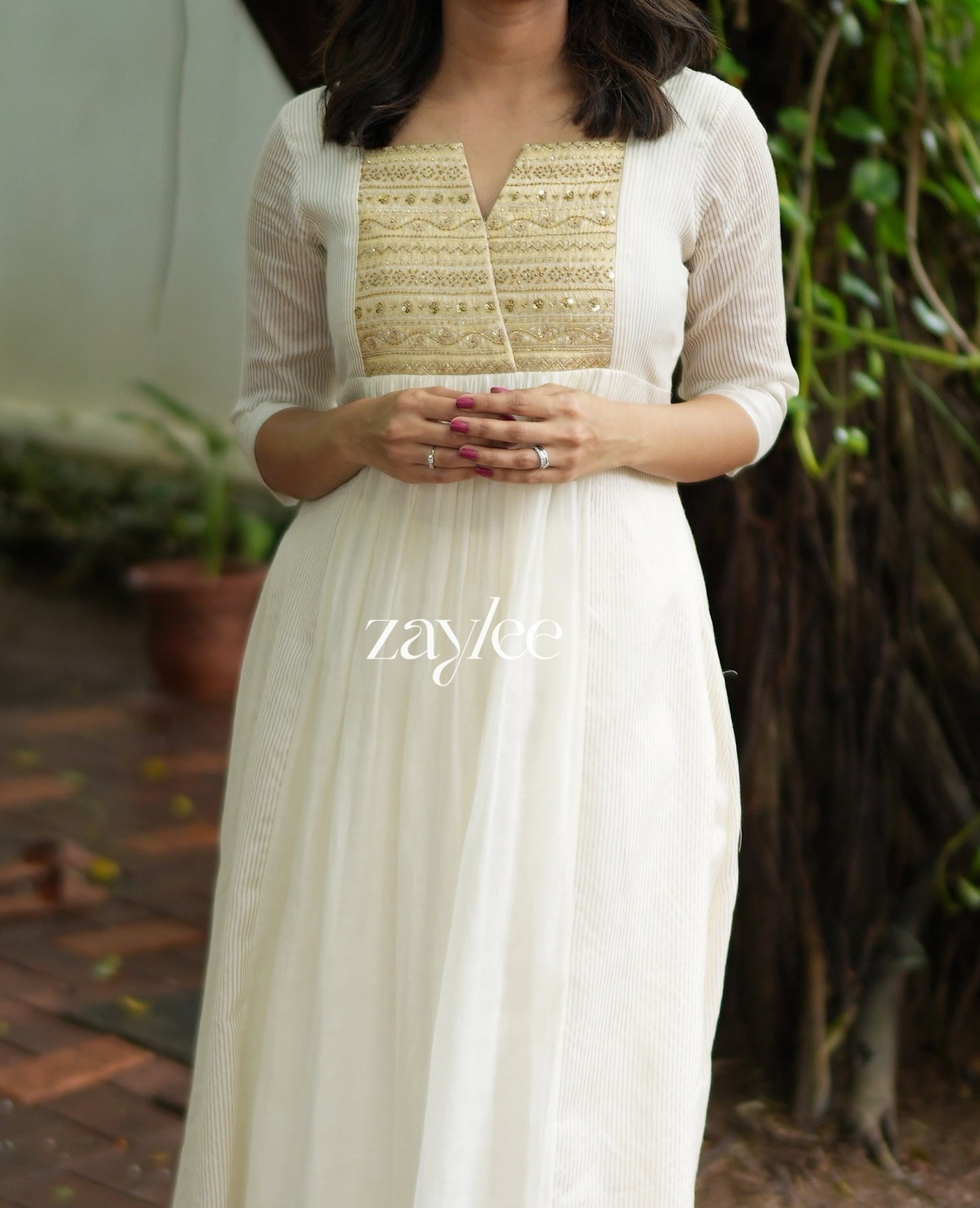 Off White Banarasi Tissue Silk Kurta