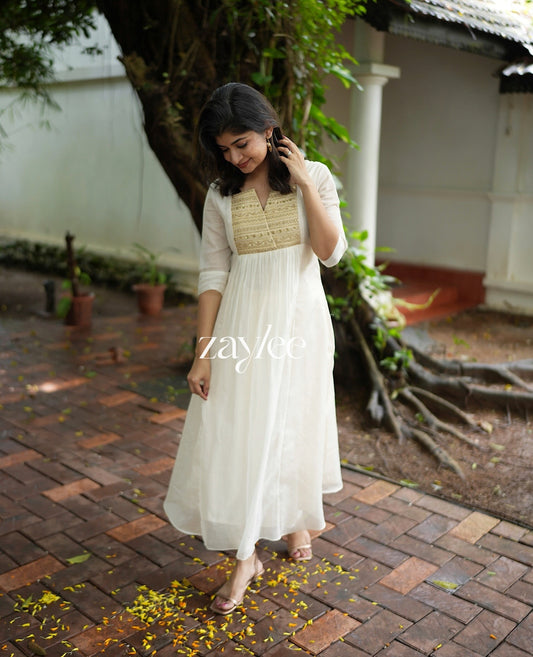 Off White Banarasi Tissue Silk Kurta