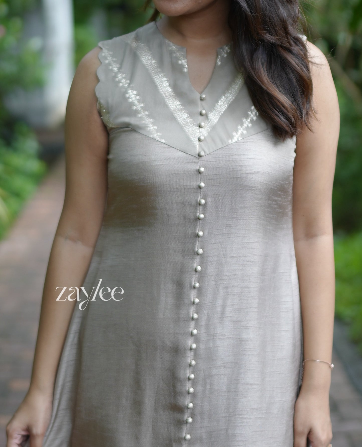 Silk Aline Scalloped Kurta