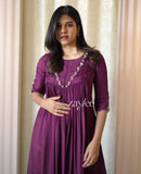 Wine Kurta with Bead Embellishments
