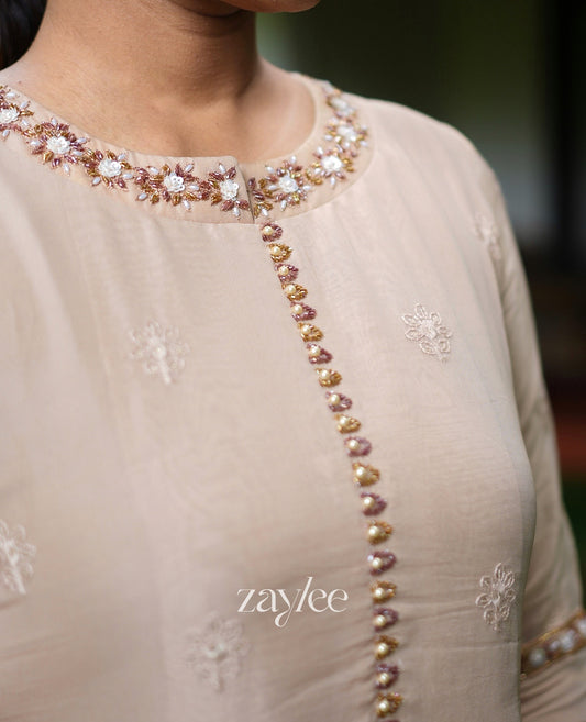 Light Terracotta Brown Organza Kurta