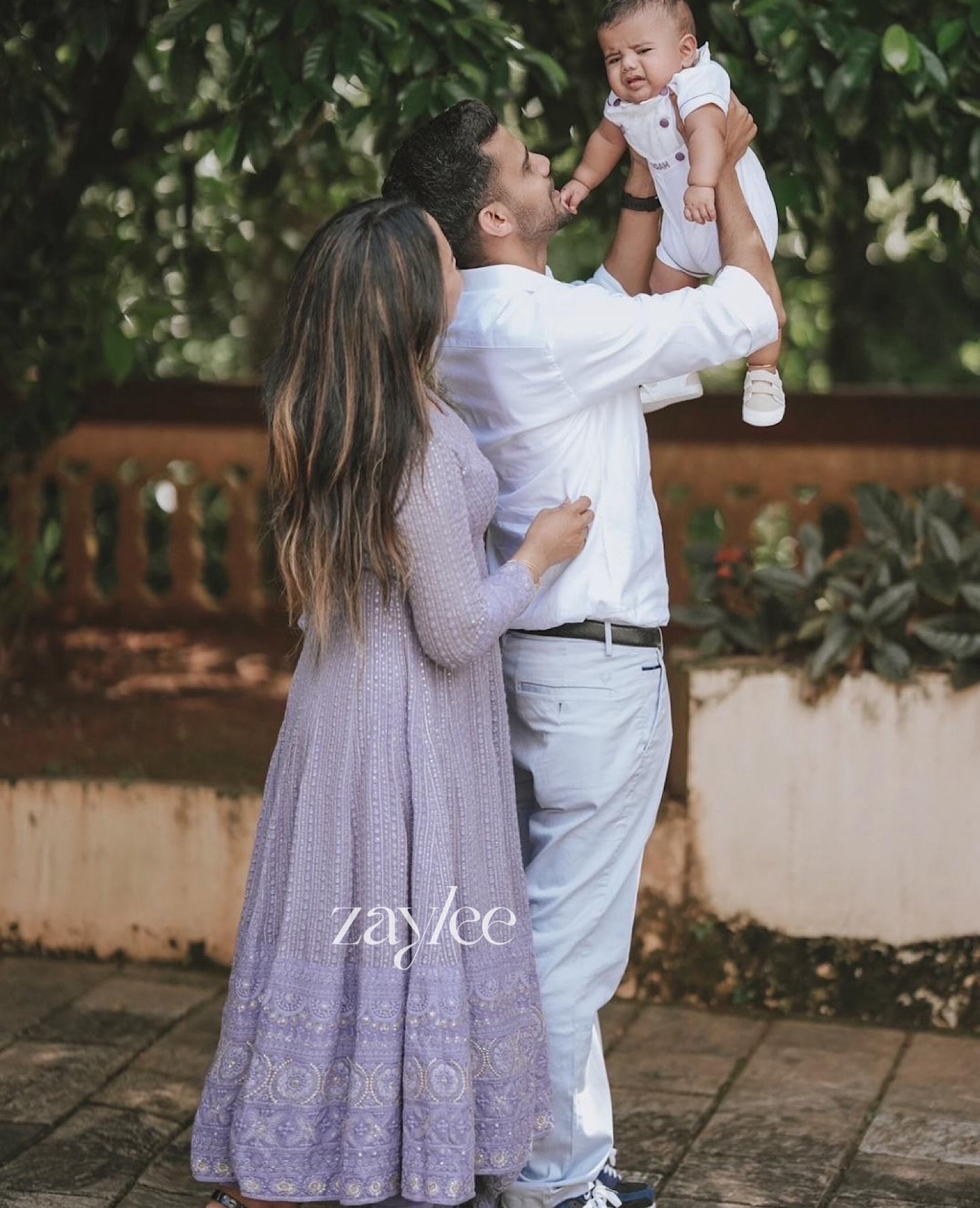 Lavender Blue Chikankari Anarkali