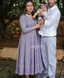 Lavender Blue Chikankari Anarkali