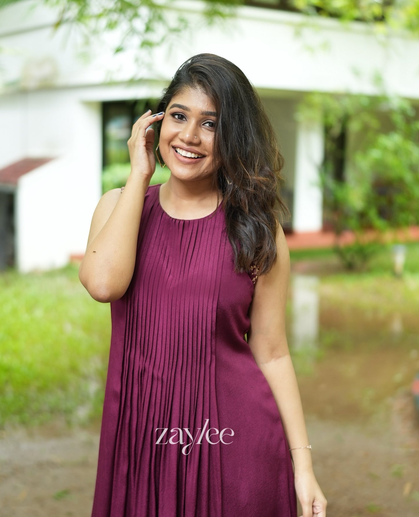 Beet-Red Pleated Kurta