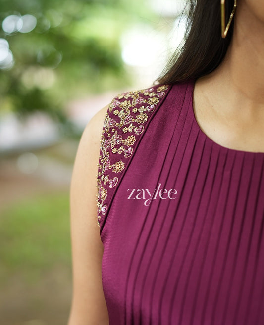 Beet-Red Pleated Kurta