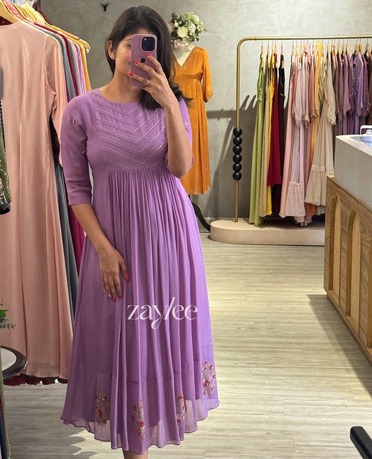 Light Lilac Gathered Kurta