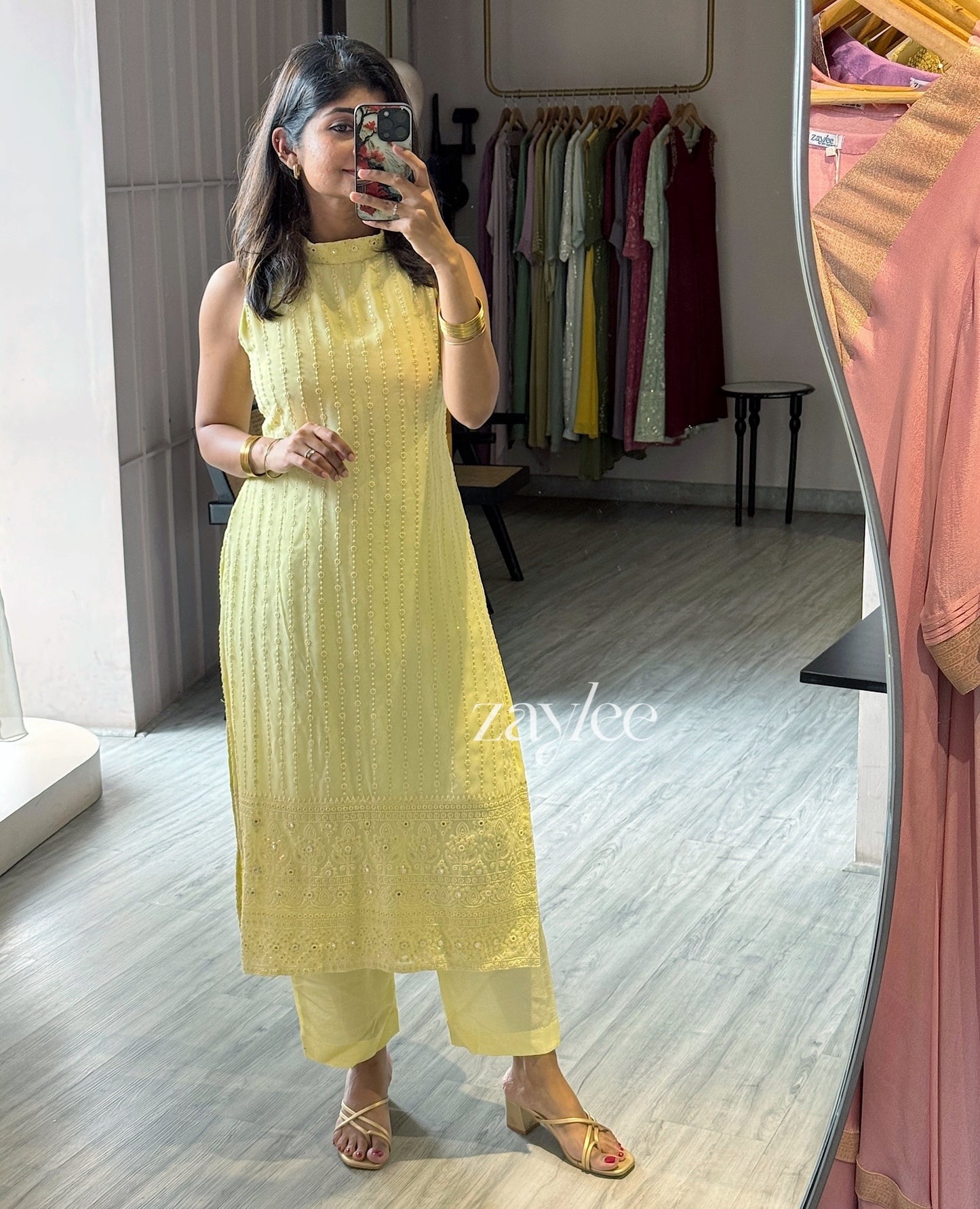 Butter Yellow Chikankari Slit Kurta