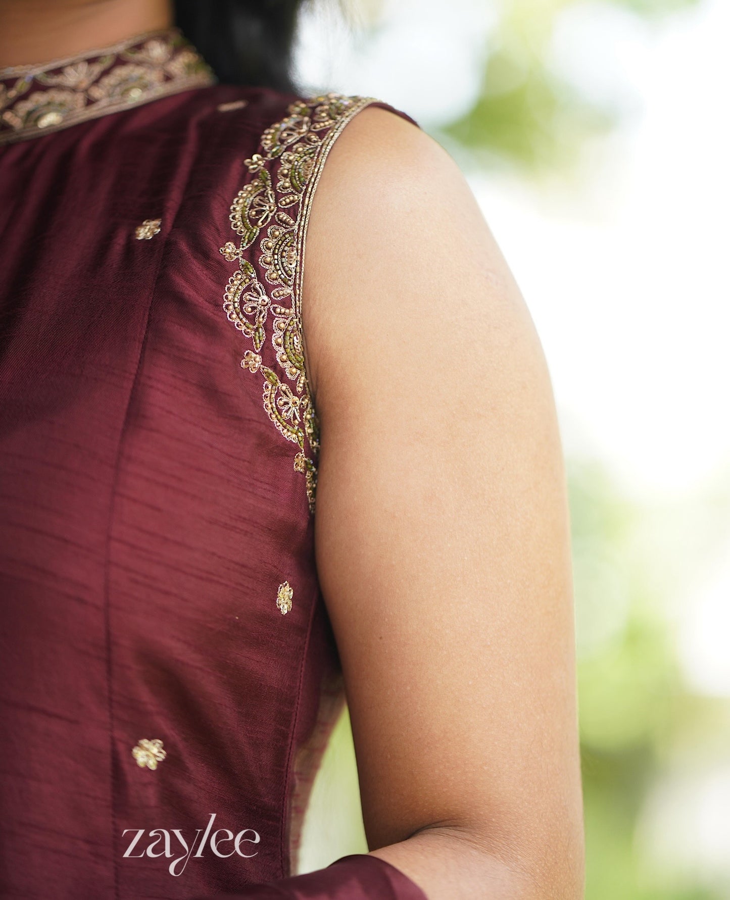 Brown Embellished Panelled Anarkali