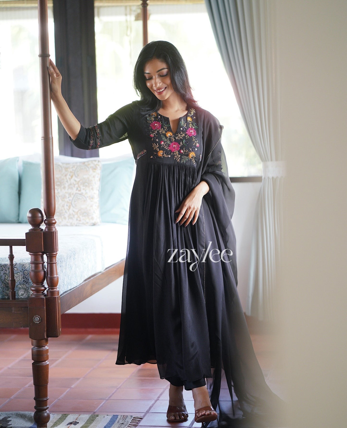 Black Appliqué work kurta