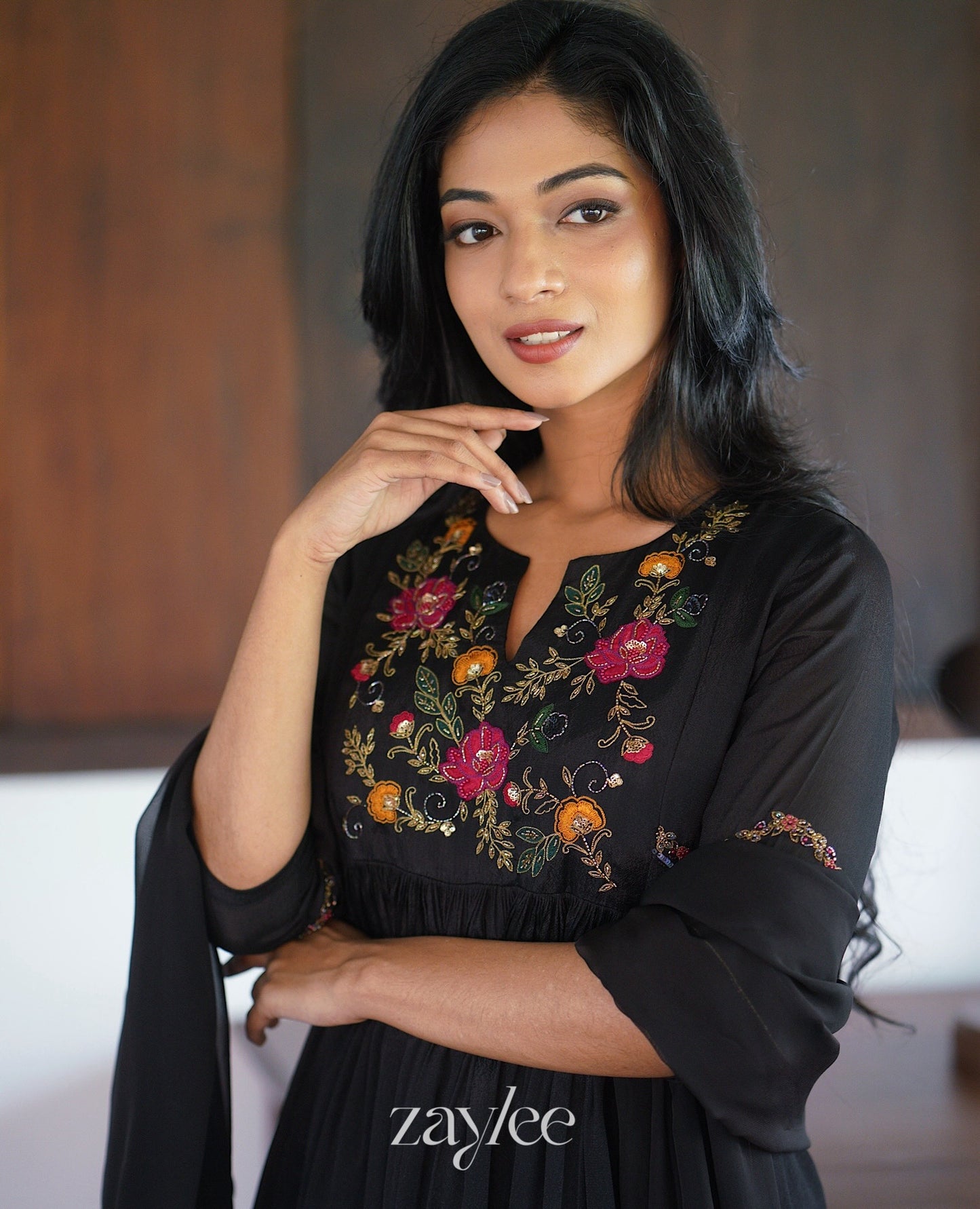 Black Appliqué work kurta