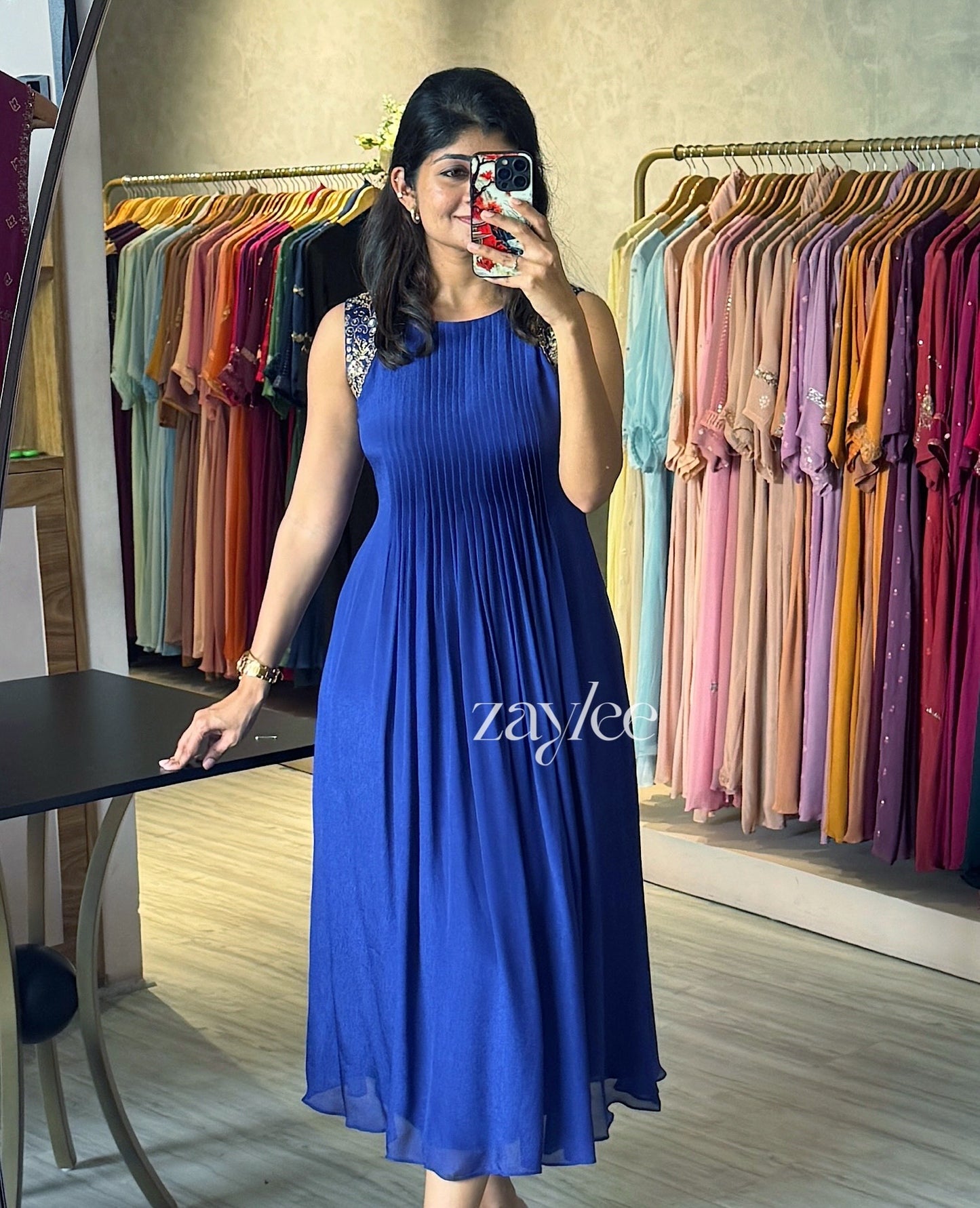 Cobalt Blue Pleated Kurta