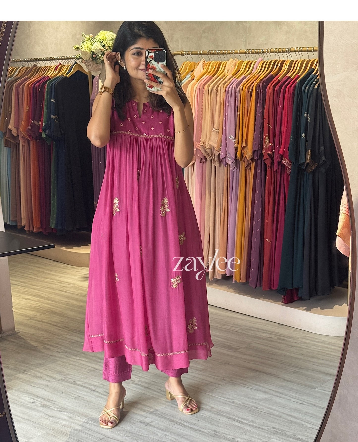 Mulberry Pink Gathered Kurta