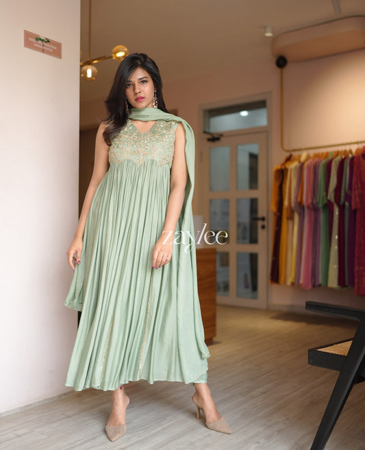 Sage Green Scalloped Kurta