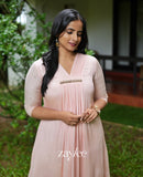 Peach Pink Pleated Kurta