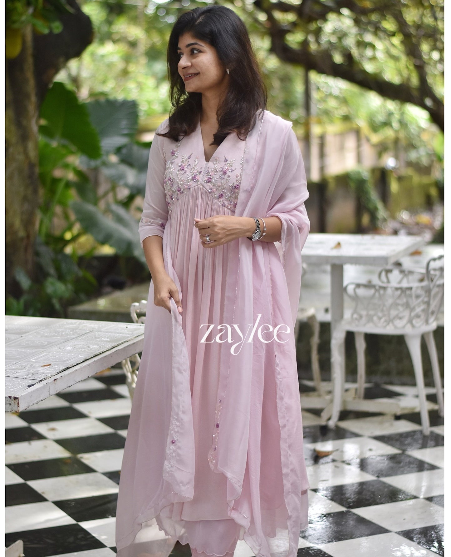 French Rose Embellished Kurta