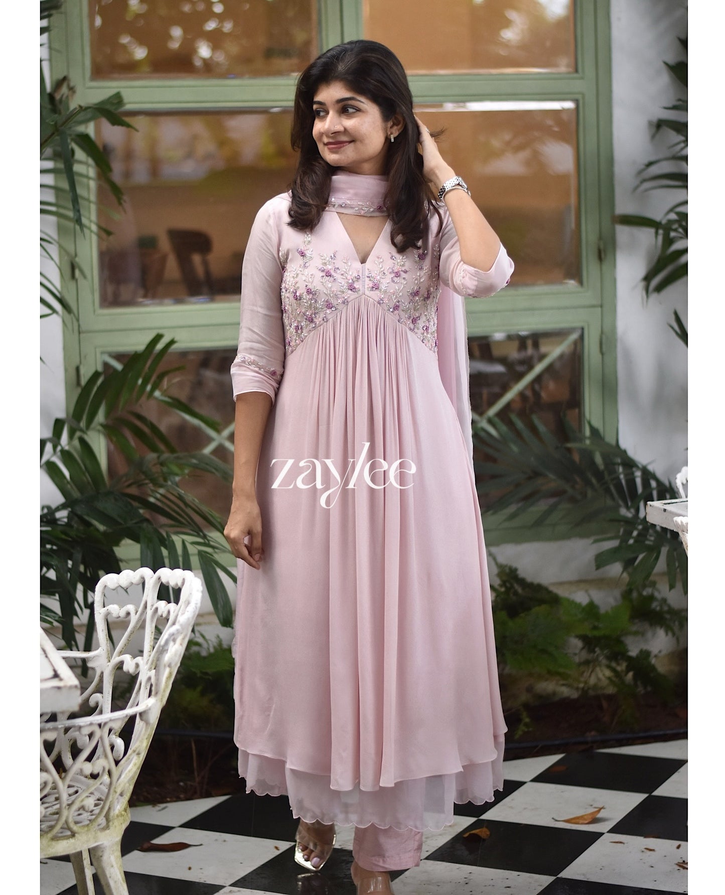 French Rose Embellished Kurta