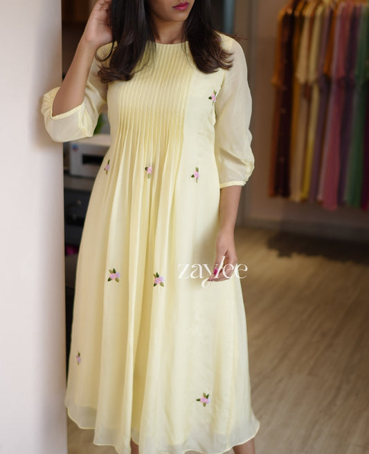 Butter Yellow Pleated Dress