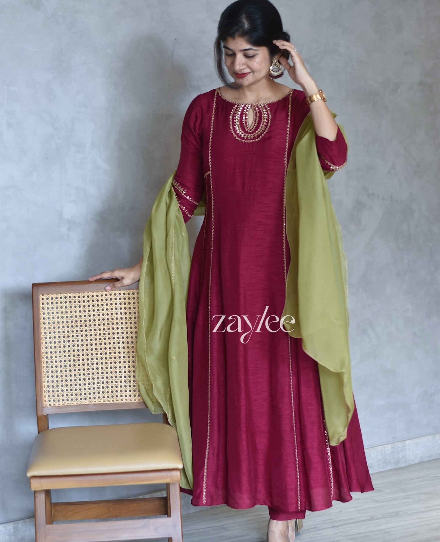 Wine Maroon Anarkali