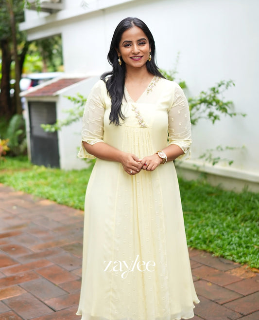 Butter Yellow Embellished Kurta