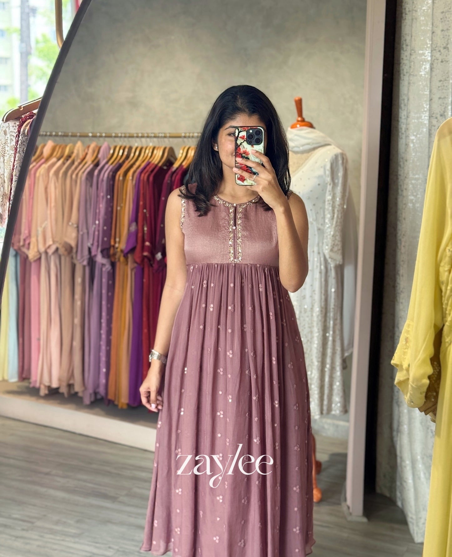 Dusty Mauve Organza Kurta