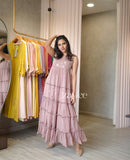 Dusty Mauve Organza Tier Dress