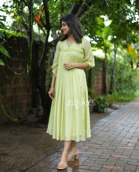 Green Kurta with Lace detailing