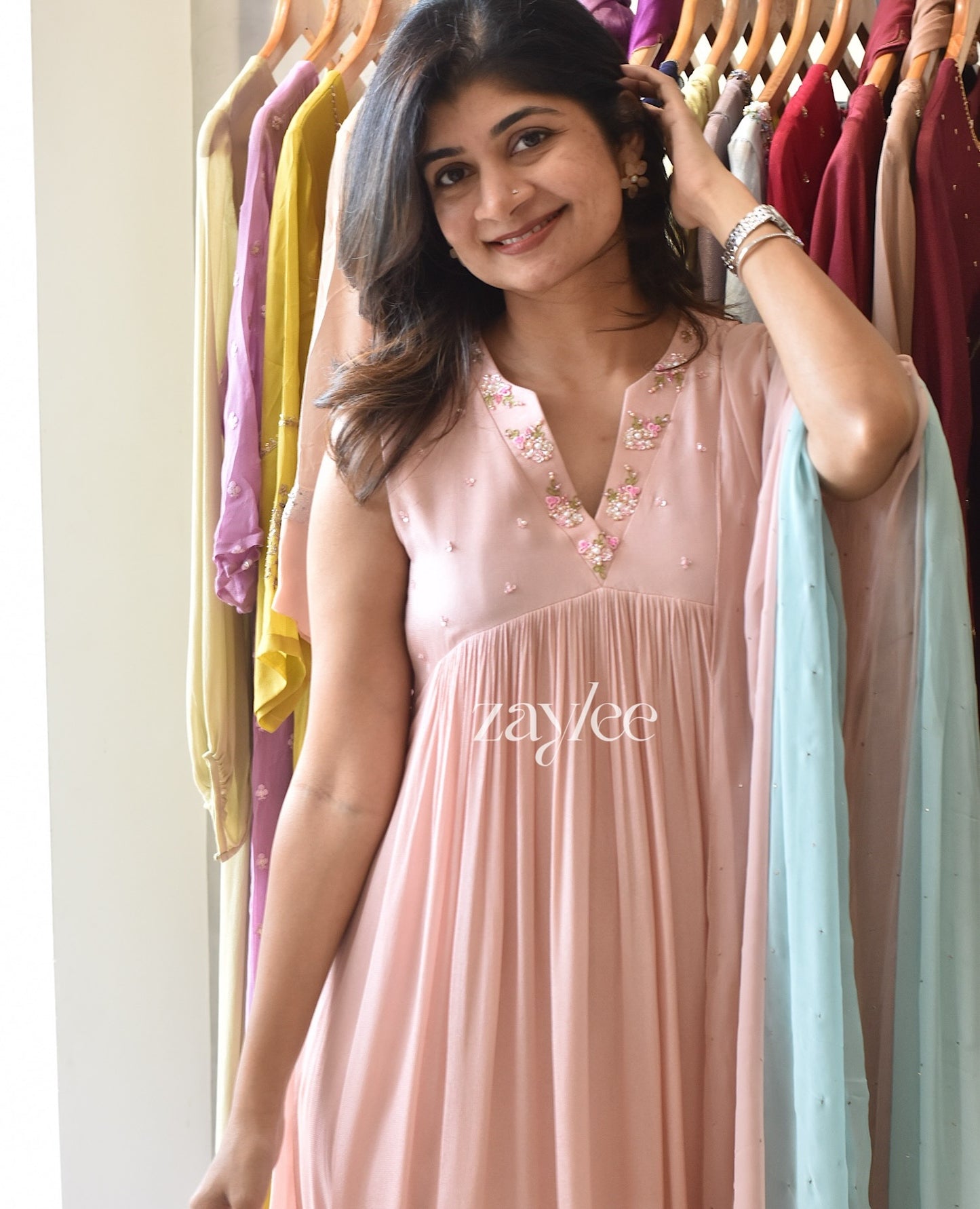 Dusty Pink Embroidered Kurta