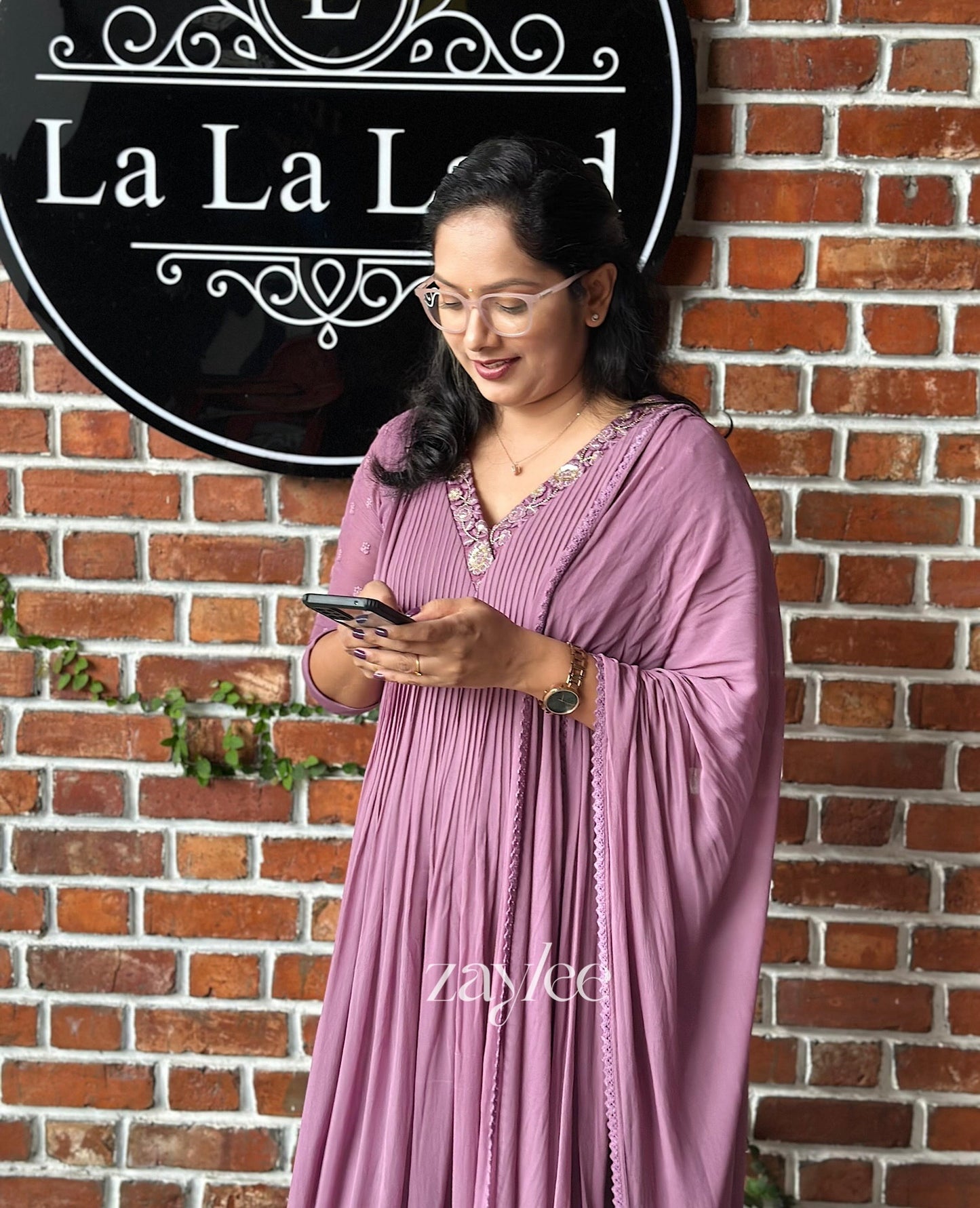 Lavender V Neck Kurta
