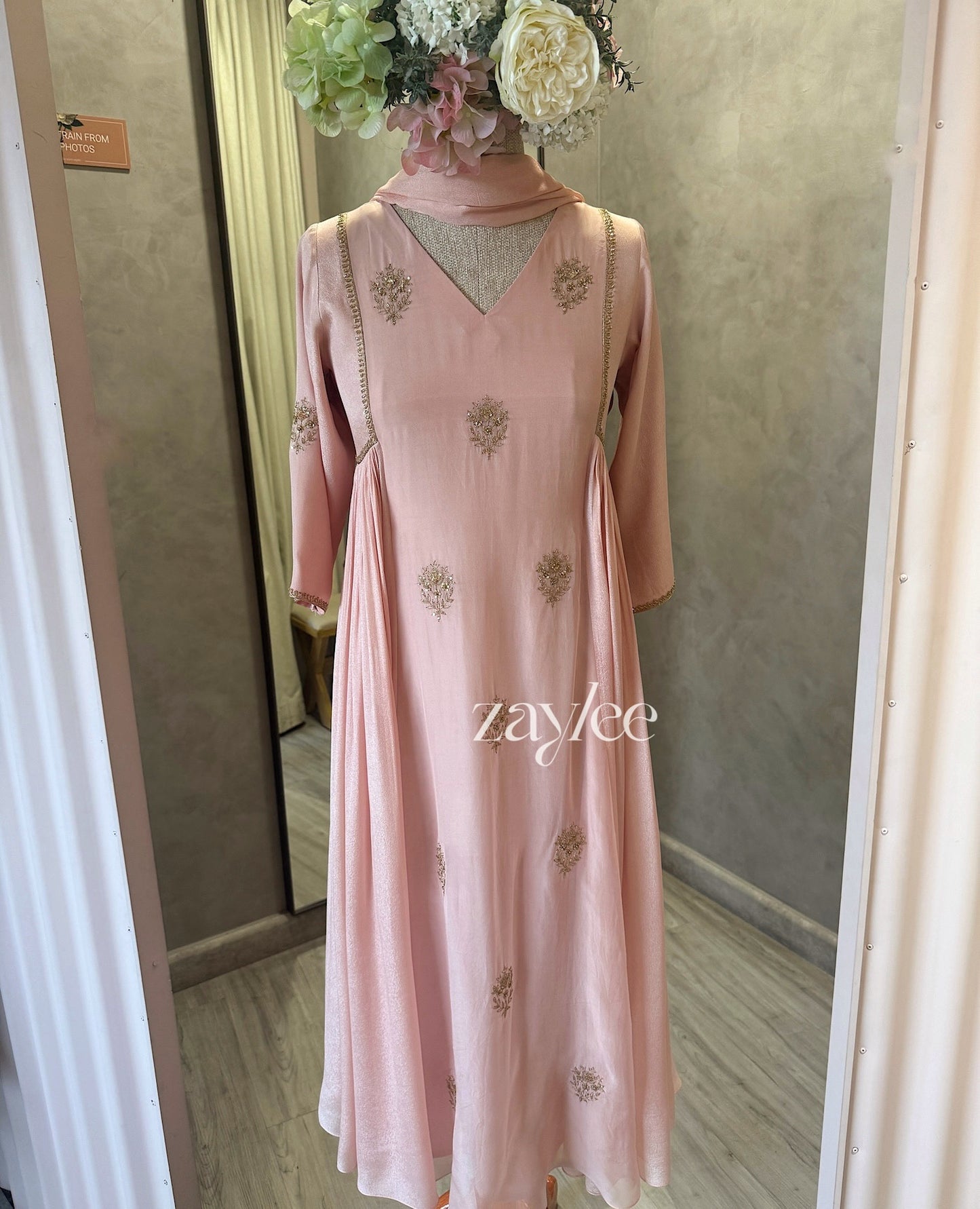 Pale Pink Zari Work Kurta