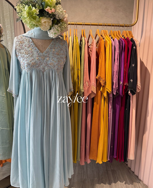 Pastel Blue Scalloped Kurta