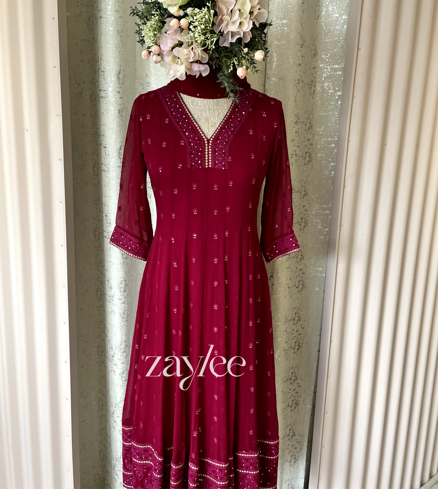 Burgundy Panel Anarkali