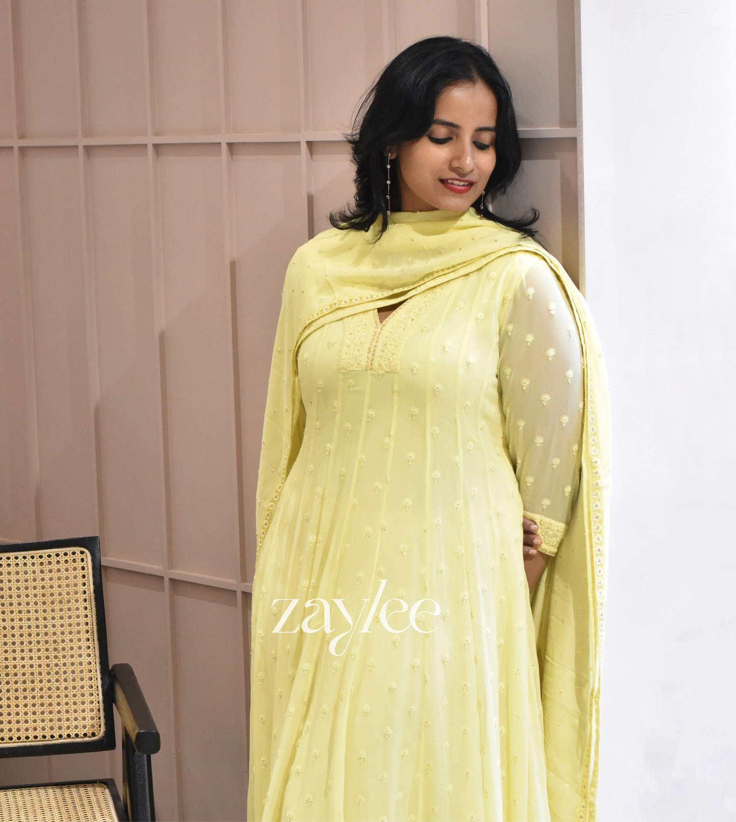 Butter Yellow Panel Anarkali