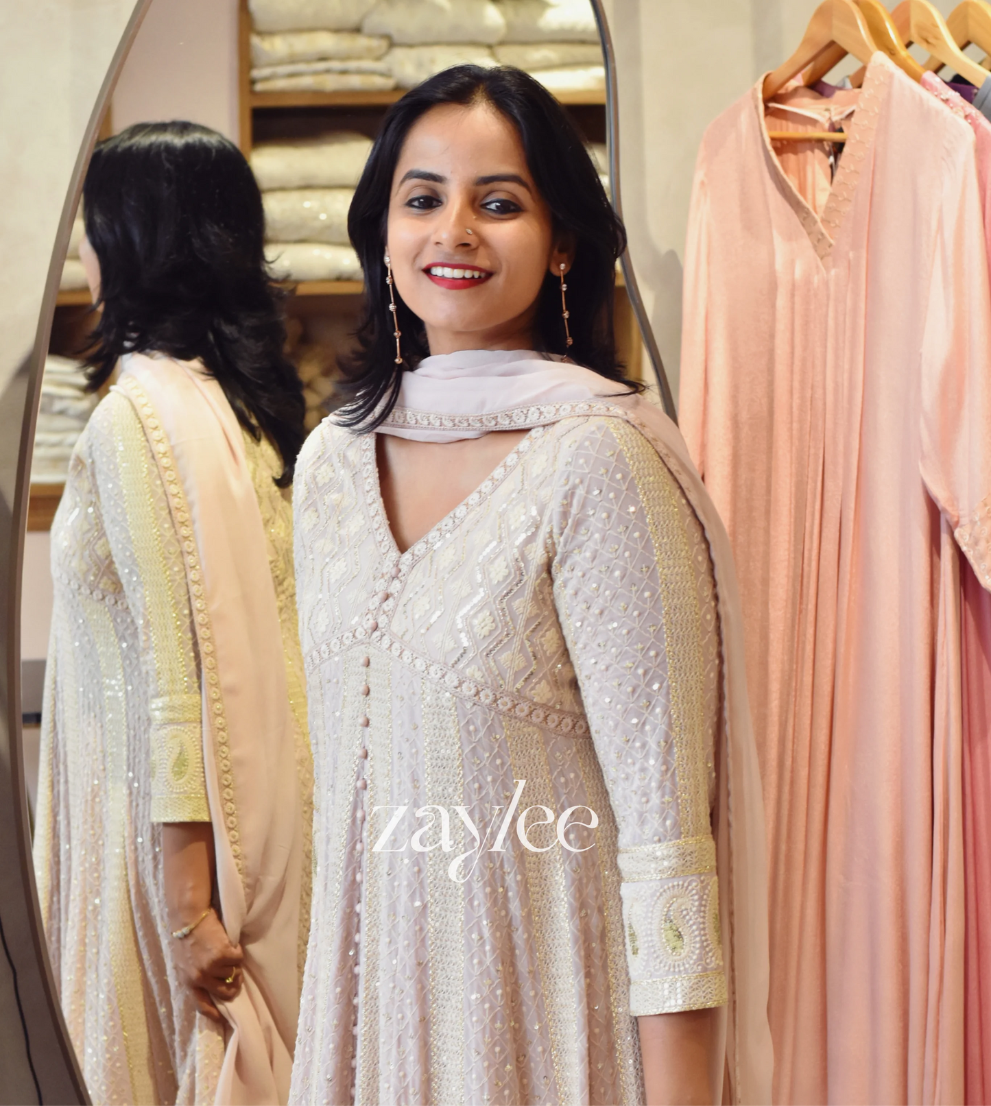 Pale Mauve Chikankari Anarkali