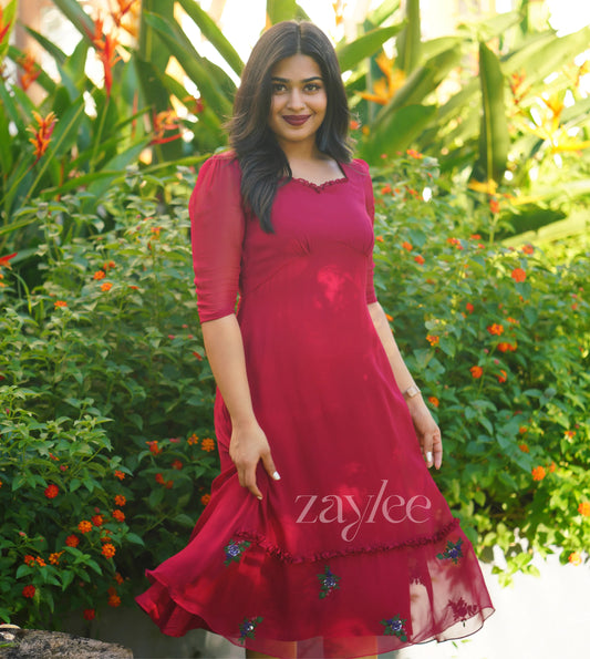 Red Embroidered Dress