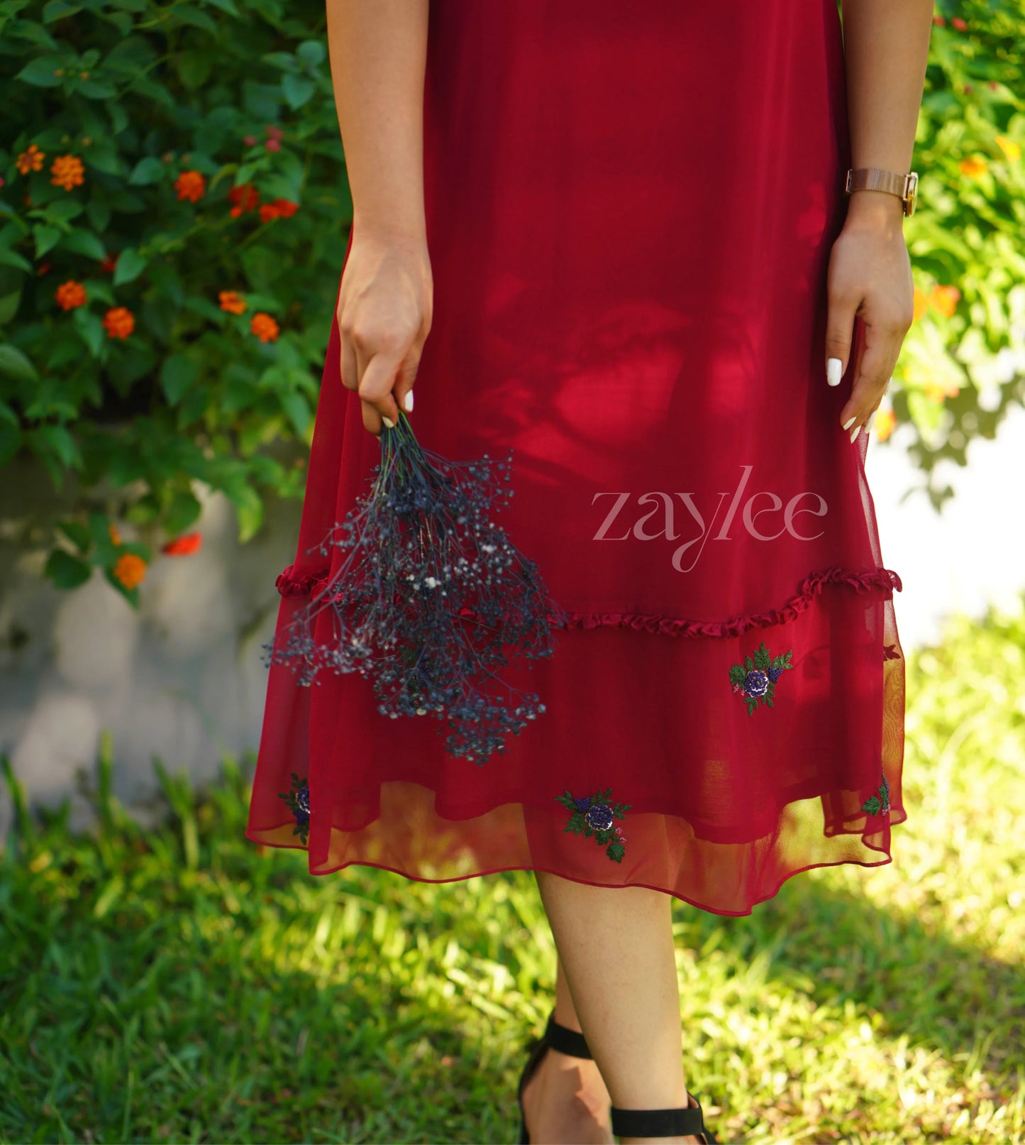 Red Embroidered Dress