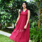 Red Pleated Kurta