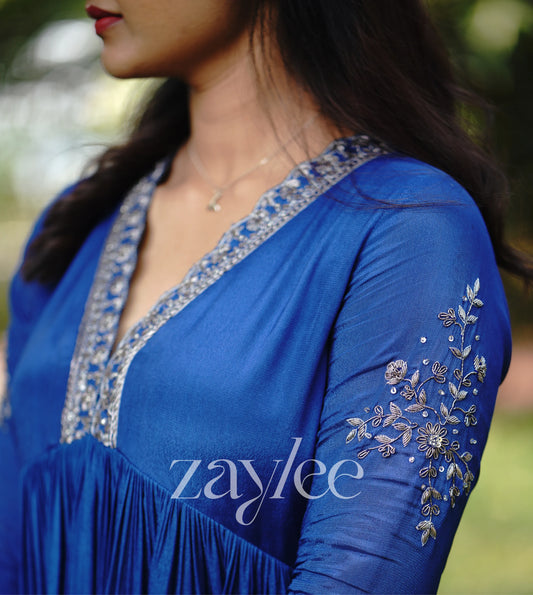 Royal Blue V neck kurta