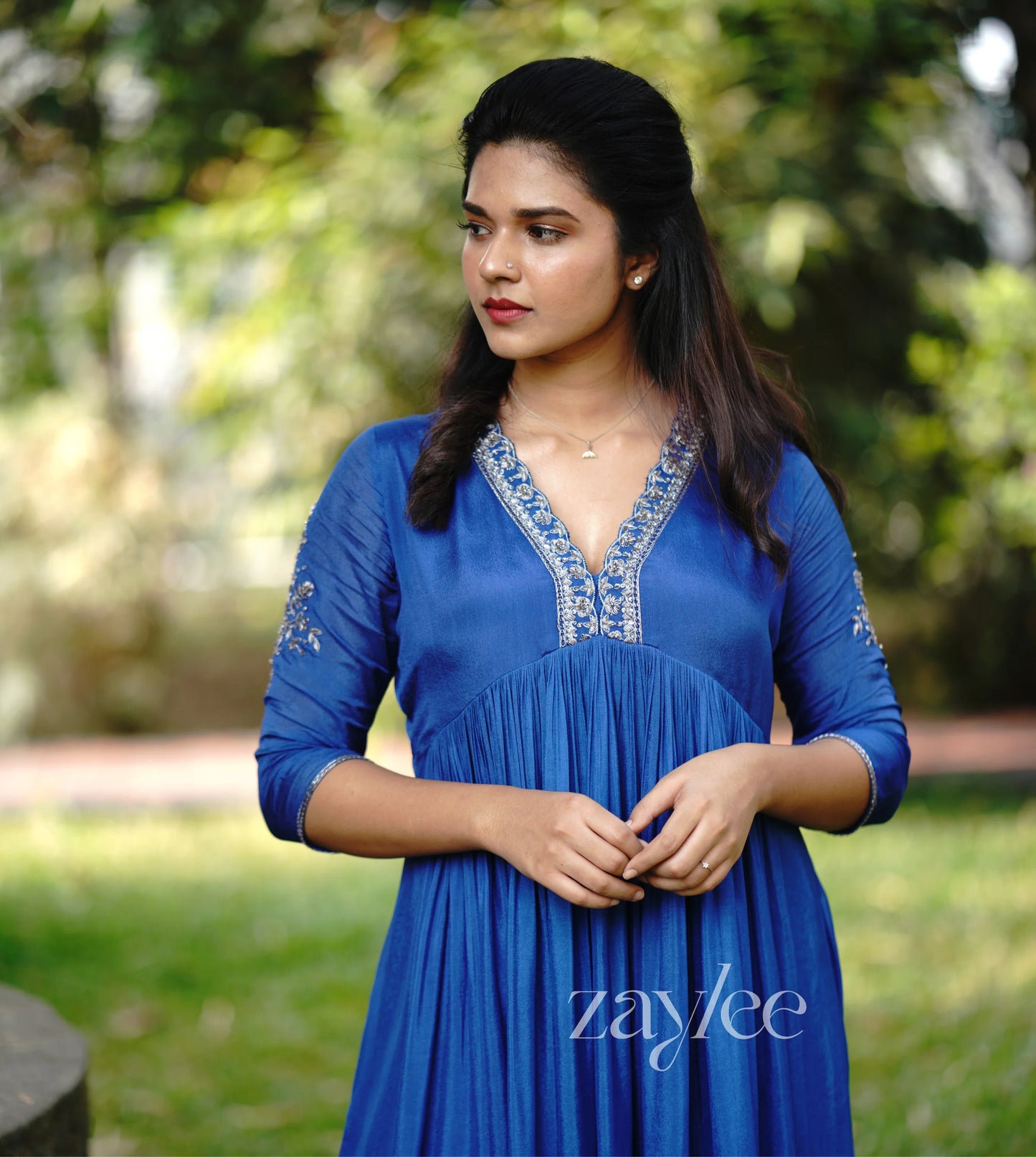 Royal Blue V neck kurta