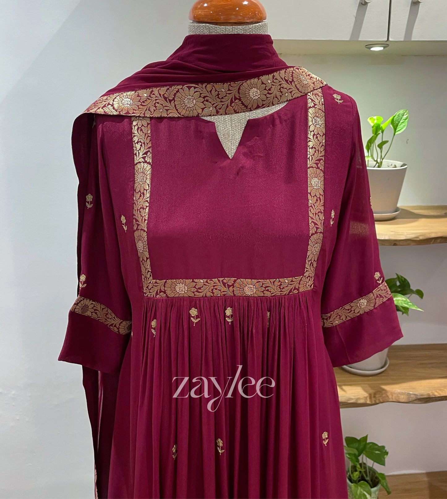 Brocade Border gathered kurta