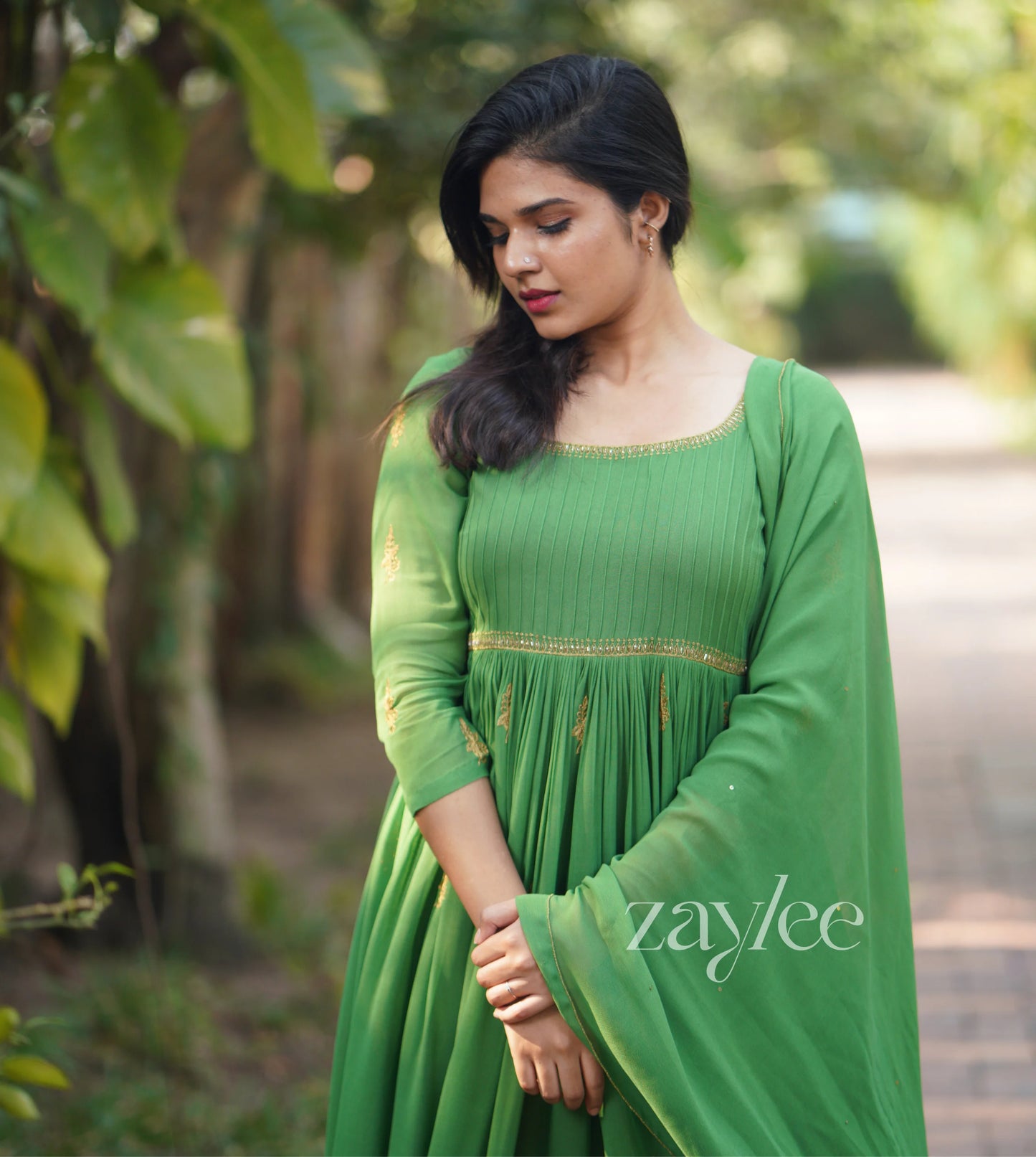 Kiwi Green Gathered Kurta